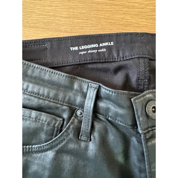 AG Jeans LEATHERETTE SUPER SKINNY ANKLE Size 25 Black $285 - Picture 5 of 7